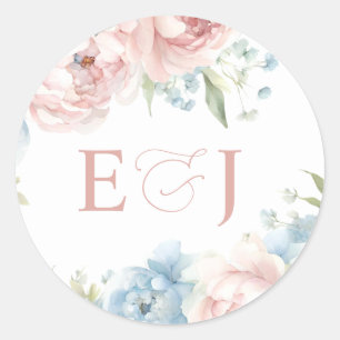 Elegant Boho Summer Spring Blush Floral Wedding Classic Round Sticker