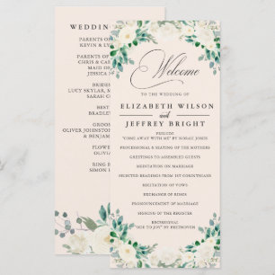 Elegant Boho Summer Spring Ivory Floral Wedding Programme