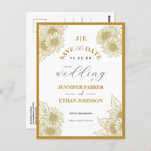 Elegant Boho Sunflower Botanical Save The Date Postcard