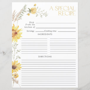 Elegant Boho Sunflower Bridal Shower Recipe Page