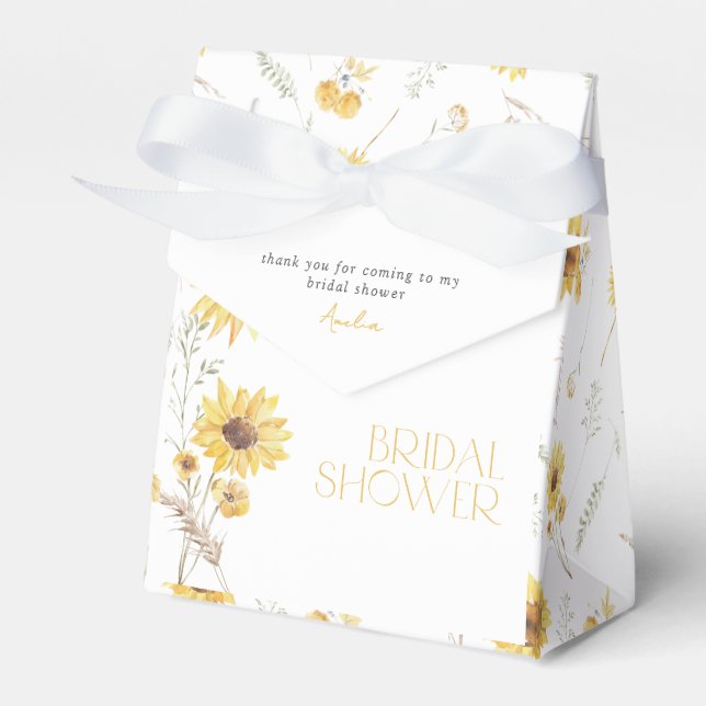 Elegant Boho Sunflower Bridal Shower Thank You Favour Box (Front Side)