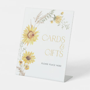 Elegant Boho Sunflower Cards & Gifts Shower Pedestal Sign