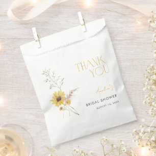 Elegant Boho Sunflower Thank You Bridal Shower Favour Bags
