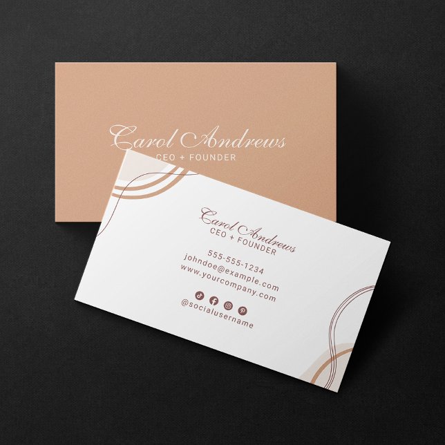 Elegant Boho Terracotta Abstract Earthy Wavy Lines Business Card (Creator Uploaded)