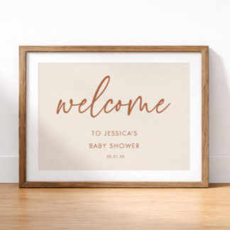 Elegant Boho Terracotta Baby Shower Welcome Sign