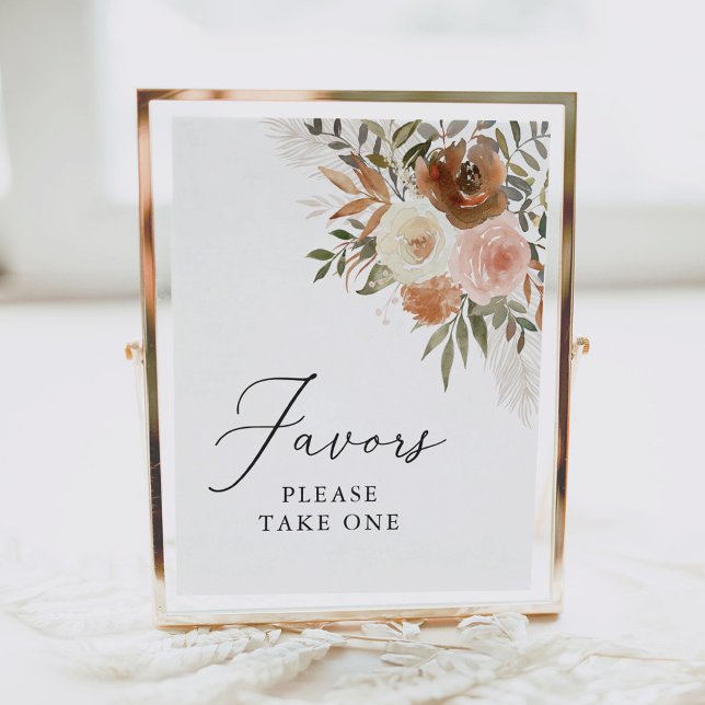 Elegant Boho Terracotta Floral Favours Sign (Creator Uploaded)