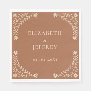 Elegant Boho Terracotta Floral Wedding  Napkin