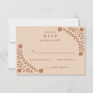 Elegant Boho Terracotta Floral Wedding RSVP Card
