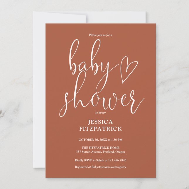 Elegant Boho Terracotta Gender Neutral Baby Shower Invitation (Front)