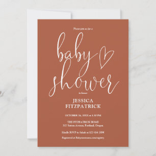 Elegant Boho Terracotta Gender Neutral Baby Shower Invitation