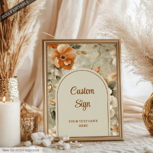 Elegant Boho Terracotta Ivory Sage Floral Custom Poster