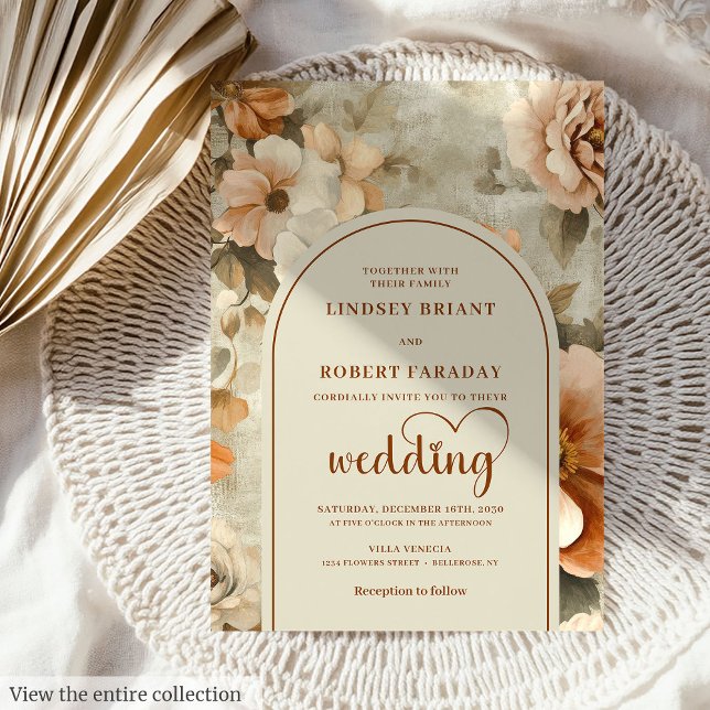 Elegant Boho Terracotta Ivory Sage Floral Wedding  Invitation (Elegant Boho Terracotta Ivory Sage Floral Wedding Invitation

)