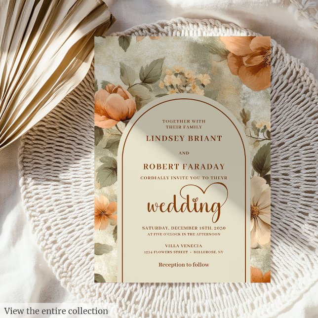 Elegant Boho Terracotta Sage Floral Wedding Invite (Elegant Boho Terracotta Sage Floral Wedding Invitation)