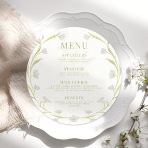 Elegant Boho Tulips Floral Wedding Round Flat Menu