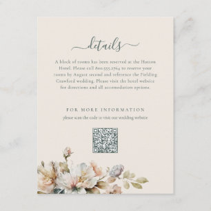 Elegant Boho Vintage Floral QR Code Wedding Enclosure Card