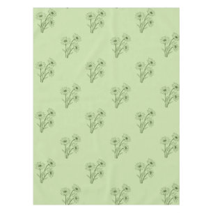 Elegant Boho Vintage Green Floral Pattern Spring Tablecloth