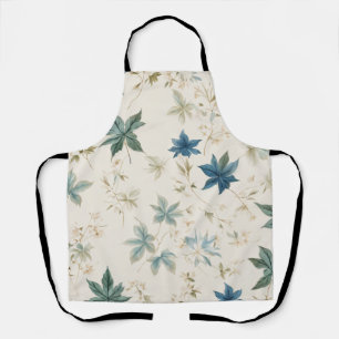 Elegant Boho Vintage Maple Leaves Floral Pattern Apron