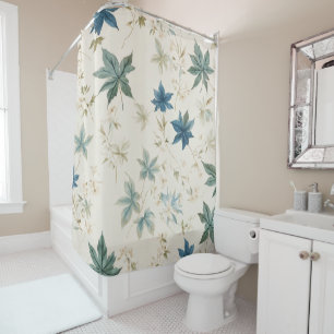 Elegant Boho Vintage Maple Leaves Floral Pattern Shower Curtain