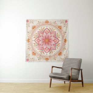 Elegant Boho Wall Tapestry 57in Square Design