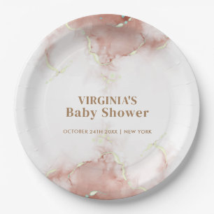 Elegant Boho Watercolor Agate Gold Baby Shower  Paper Plate