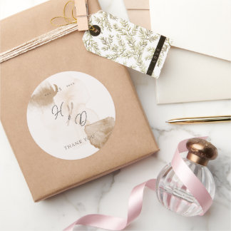 Elegant Boho Watercolor Classic Round Sticker