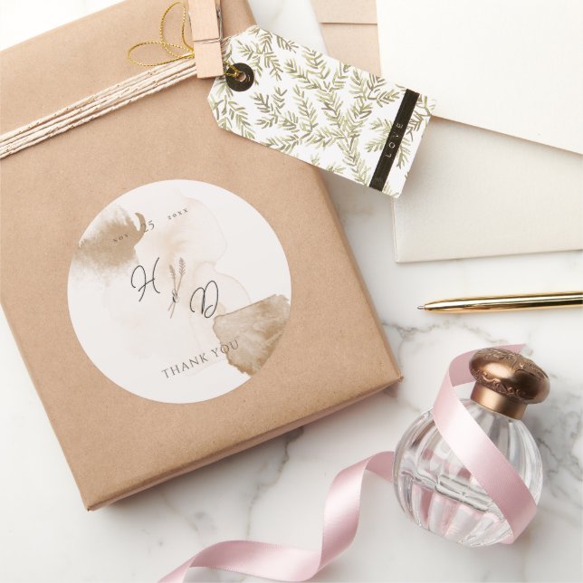 Elegant Boho Watercolor   Classic Round Sticker (Gifting)