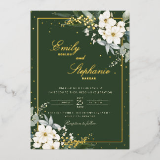 Elegant Boho Watercolor Floral Black Gold Wedding