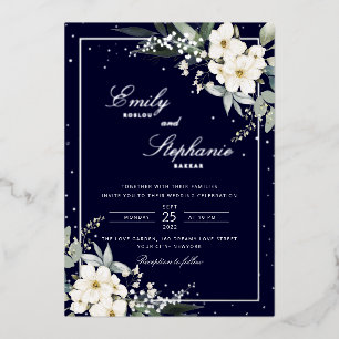 Elegant Boho Watercolor Floral Black Gold Wedding 