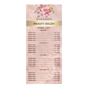 Elegant boho watercolor floral bouquet marble rack card