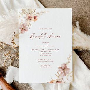 Elegant Boho Watercolor Floral Bridal Shower Invitation