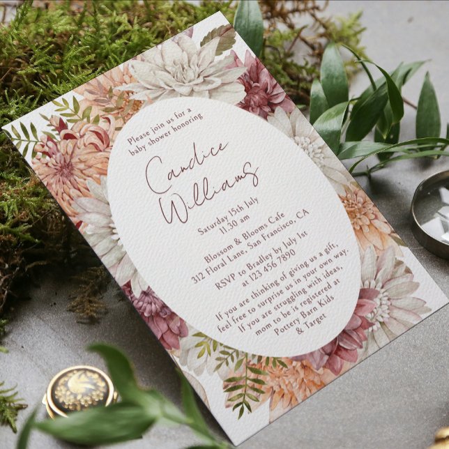 Elegant Boho Watercolor Floral Couples Baby Shower Invitation (Creator Uploaded)