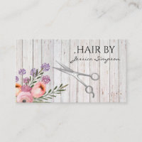 Elegant boho watercolor floral scissors wood