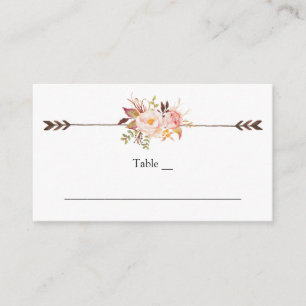 Elegant Boho Watercolor Flowers Bohemian Floral Place Card