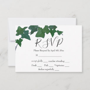 Elegant boho watercolor Green English Ivy RSVP Card