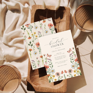 Elegant Boho Watercolor Wildflower Bridal Shower Invitation