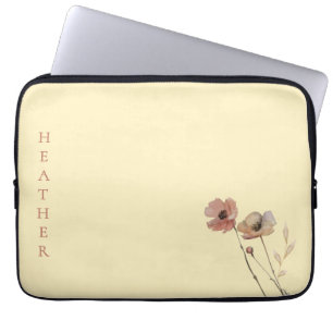 Elegant Boho Watercolor Wildflower Butter Blush Laptop Sleeve