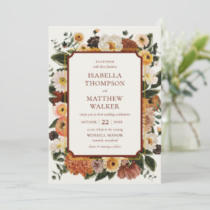 Elegant Boho Watercolor Wildflower Wedding Invitation