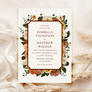 Elegant Boho Watercolor Wildflower Wedding Invitation