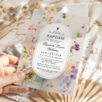 Elegant Boho Watercolor Wildflowers Baptism