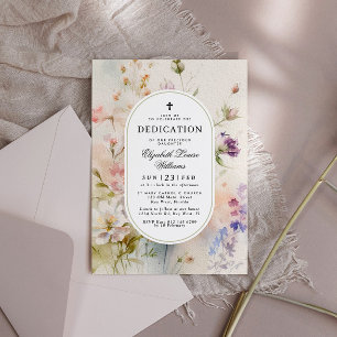 Elegant Boho Watercolor Wildflowers Dedication Invitation