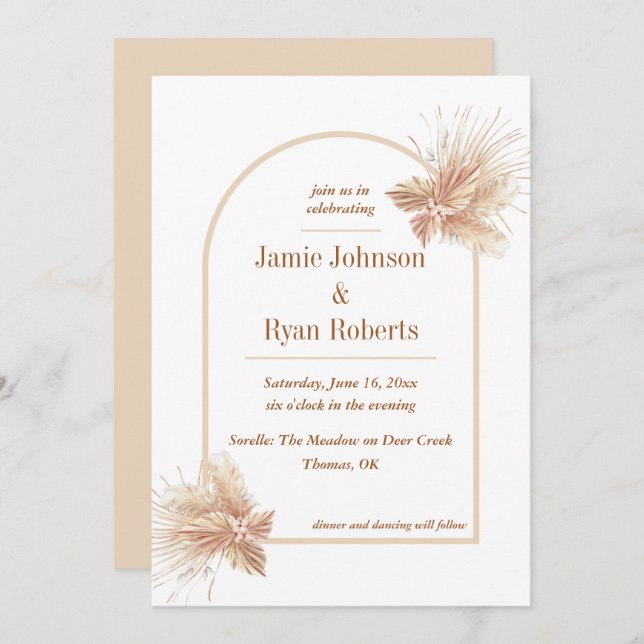 Elegant Boho Wedding Invitation (Front/Back)