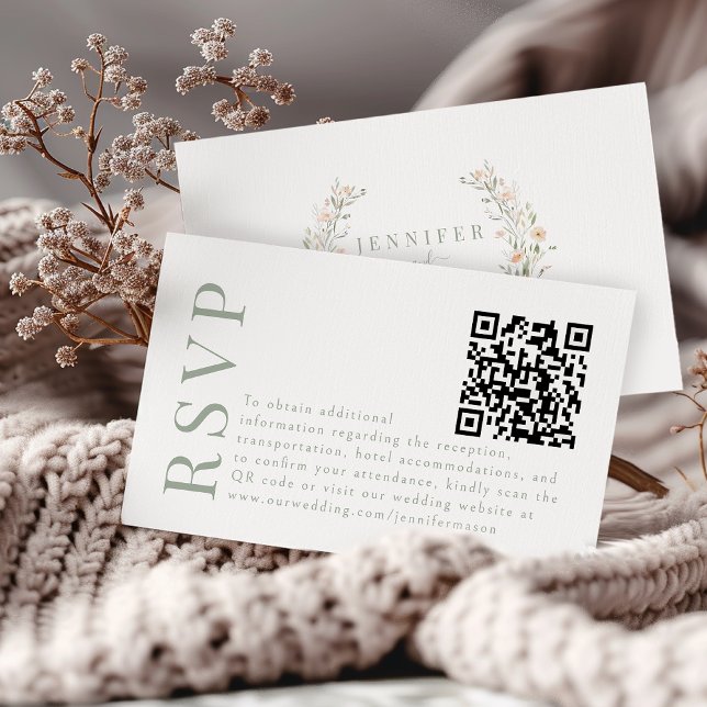 Elegant Boho  Wedding RSVP QR code cards (Creator Uploaded)
