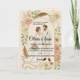 Elegant Boho Wedding Stationery Suite - Olivia & L Card