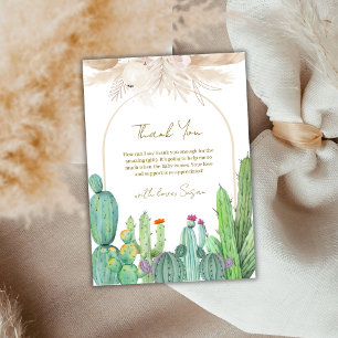 Elegant Boho Western Cactus Arch Baby Shower Thank You Card