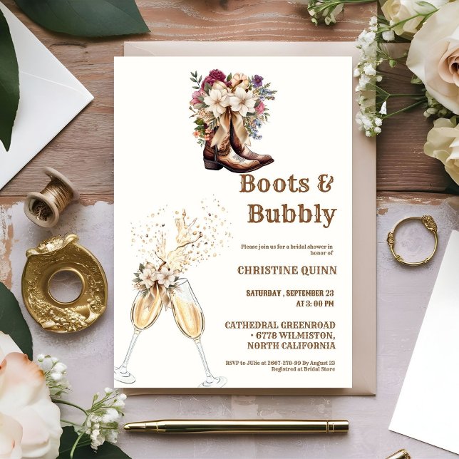 Elegant Boho Western Cowboy Bridal Shower Invitation (Creator Uploaded)