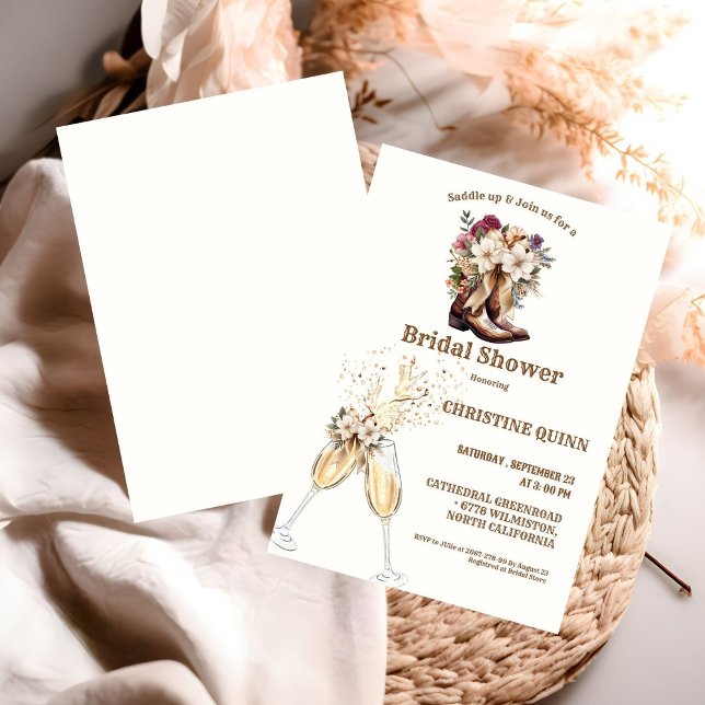 Elegant Boho Western Cowboy Bridal Shower Invitation (Creator Uploaded)