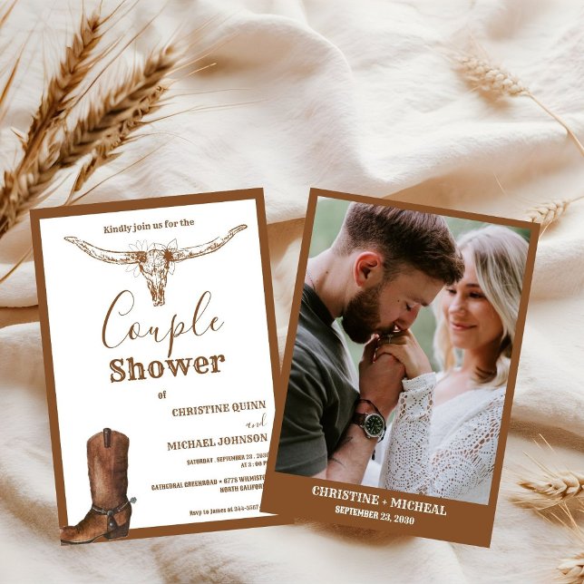 Elegant  Boho Western Cowboy Couple Show Invitation (Creator Uploaded)