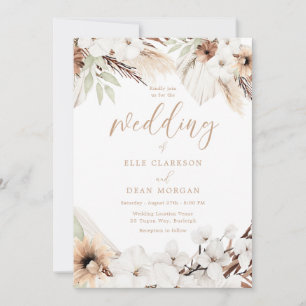 Elegant Boho White Floral All Seasons Wedding Invitation