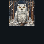 Elegant boho white owl woodland winter forest canvas print<br><div class="desc">Immerse yourself in the enchanting allure of this elegant bohemian owl artwork, where nature's elegance meets timeless artistry. Set against a lush winter forest backdrop, this exquisite piece captures the serene beauty of a pristine woodland landscape, rich with intricate details of the snow covered trees against midnight blue starry sky,...</div>