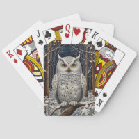 Elegant boho white owl woodland winter forest